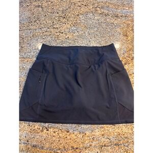 Athleta Black Dobby Action Athletic Skort Skirt Built in Shorts Pockets Size S